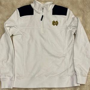 Vineyard Vines Women’s White & Blue Notre Dame Cotton Quarter Zip Long Sleeve
